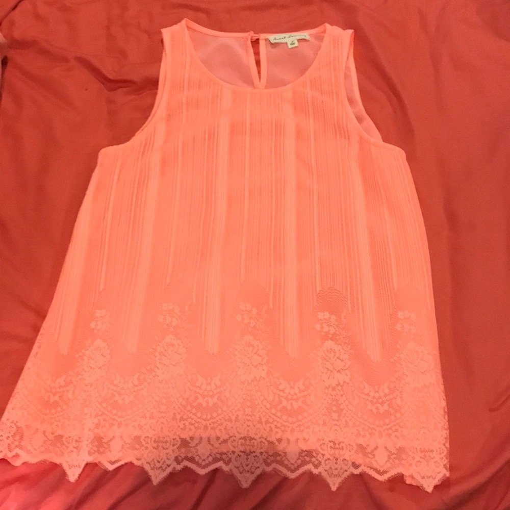 Lace pink tank